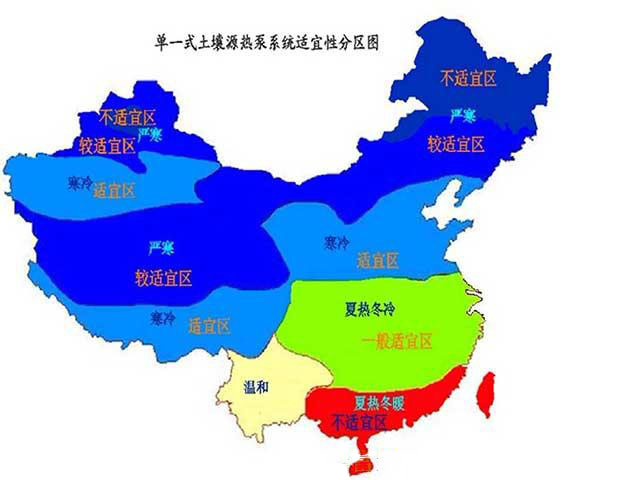 中國適合安裝地源熱泵的地域有哪些？
